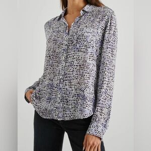 Rails Leopard Print Button Down Blouse Medium Lightweight Long Sleeve Top